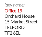 Example of a business mailbox ID address in the Midlands